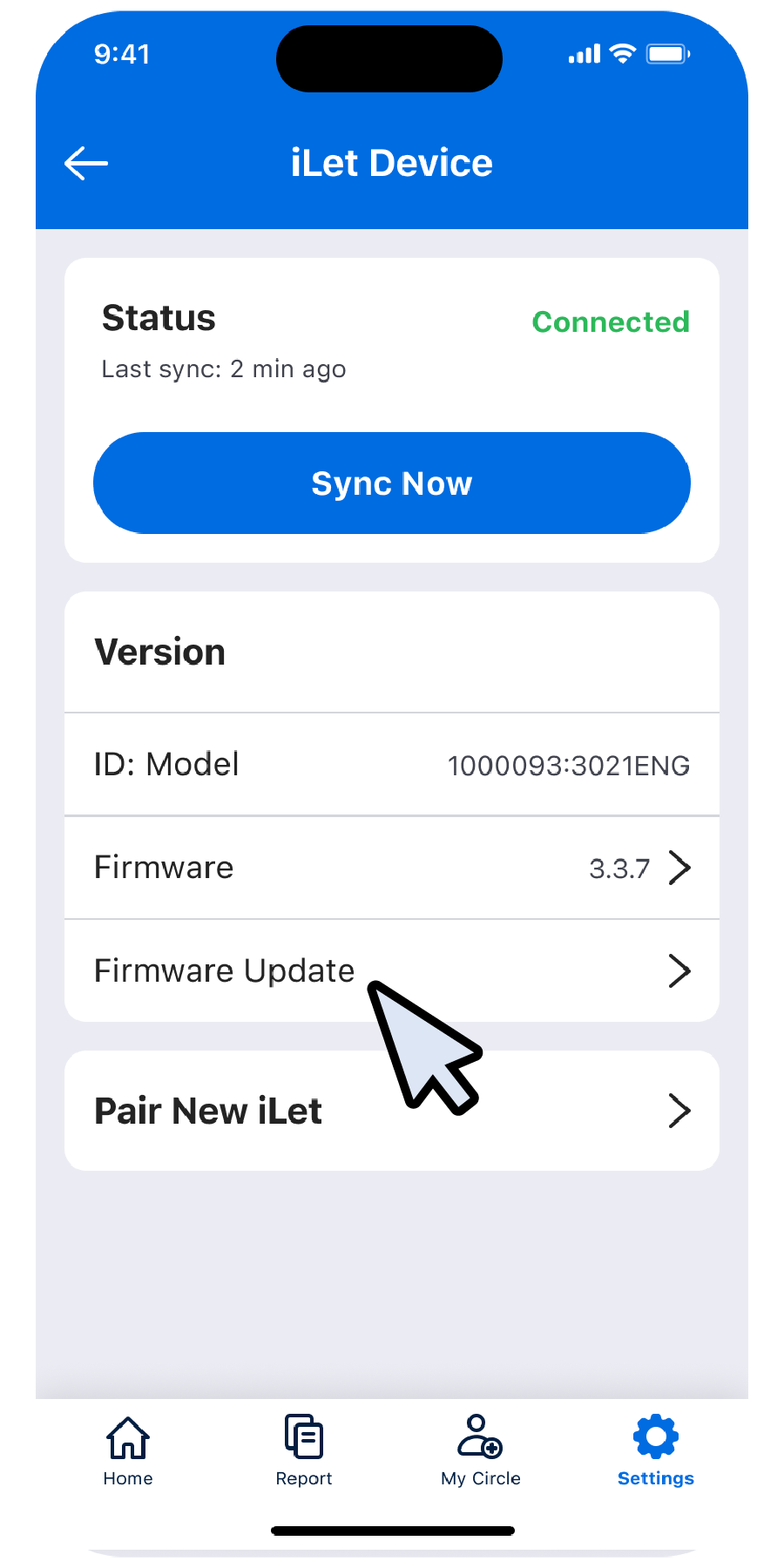 Step 2: Tap Firmware Update.