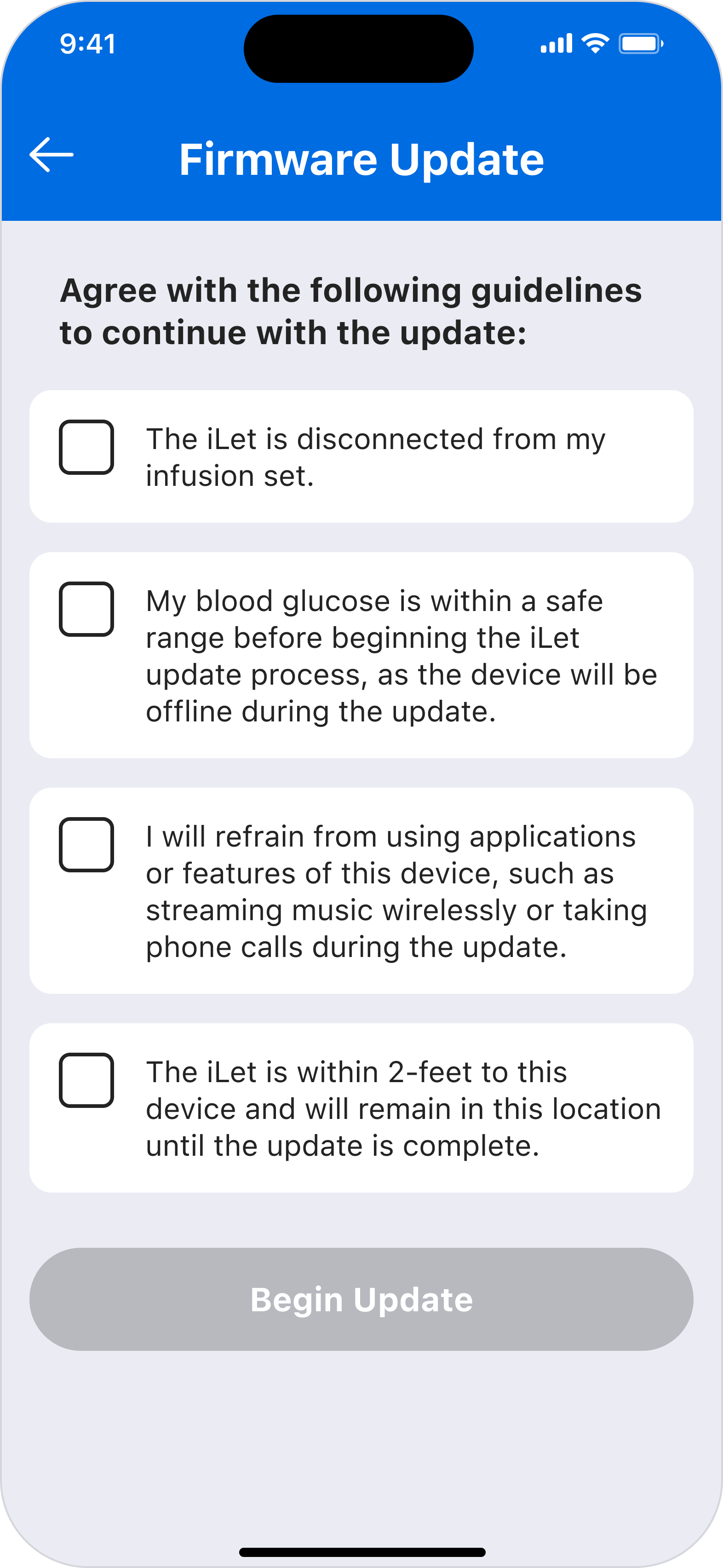 Step 5: Review the guidelines required to continue with the update.