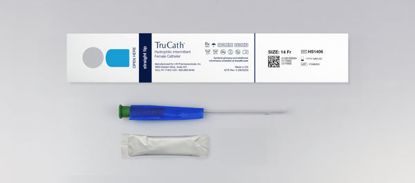 TruCath® Female Hydrophilic Catheter with Water Pouch, Touch-Free Sleeve - 12 Fr, 7.5