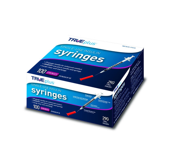 BX/100 - Trueplus Single-Use Insulin Syringe, 29G x 1/2
